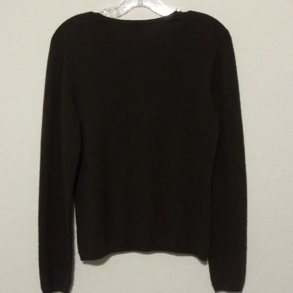 CHARTER CLUB 2-PLY 100% Cashmere Sweater (Medium) Dark Brown - Picture 2 of 3